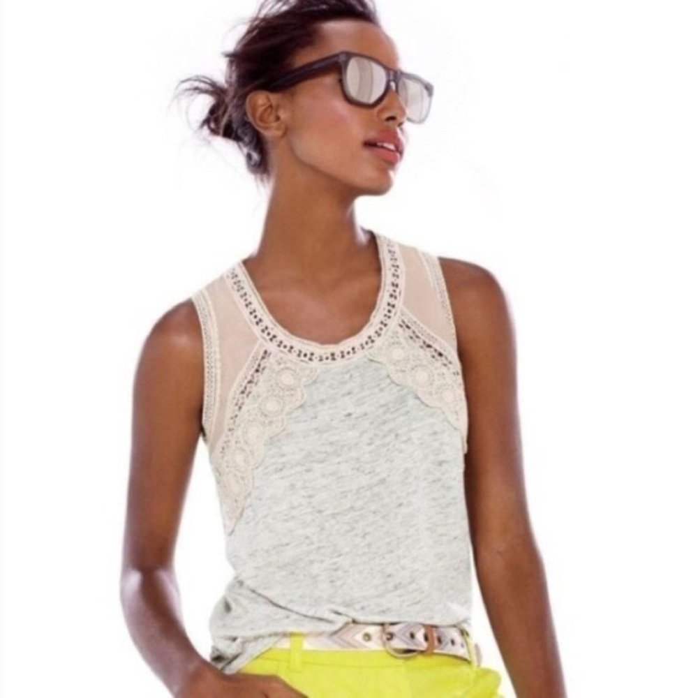 ♻️ J. Crew Women's Linen Lace Trim Tank Top